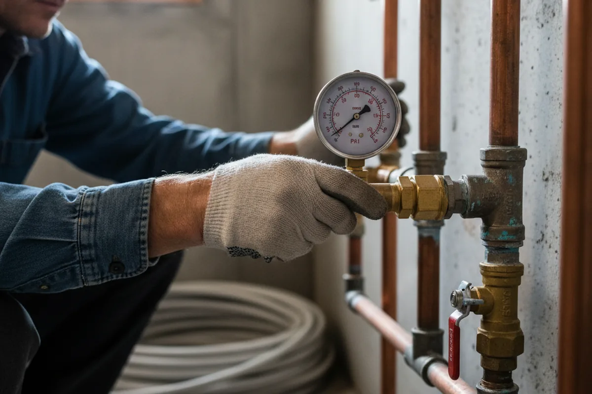 Pressure testing a repaired line during Water Line Repair in Port Elizabeth